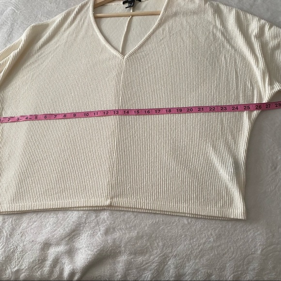 White Ribbed Dolman Sleeve Chocker Top - Picture 3 of 7